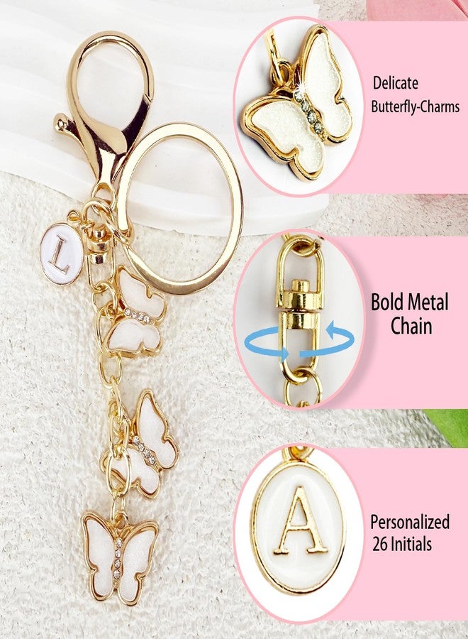 LUHOHI Bag Charms for Handbags- Cute Keychains for Women Car Keys Chain Accessories Beautiful Butterfly Letter Initial Charm M - Image 2